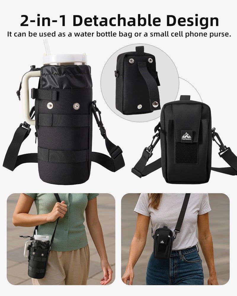 Nefeeko Magnetic Water Bottle Bag, Bottle holder for Gym â€“ Detachable 2-in-1 Design | Fits 40OZ Bottles | Durable Oxford Fabric | Ideal for Fitness/Golf/Tennis/Hiking (Black) - Image 5