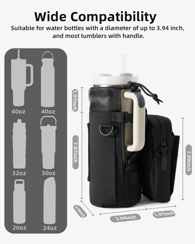 Nefeeko Magnetic Water Bottle Bag, Bottle holder for Gym â€“ Detachable 2-in-1 Design | Fits 40OZ Bottles | Durable Oxford Fabric | Ideal for Fitness/Golf/Tennis/Hiking (Black) - Image 4