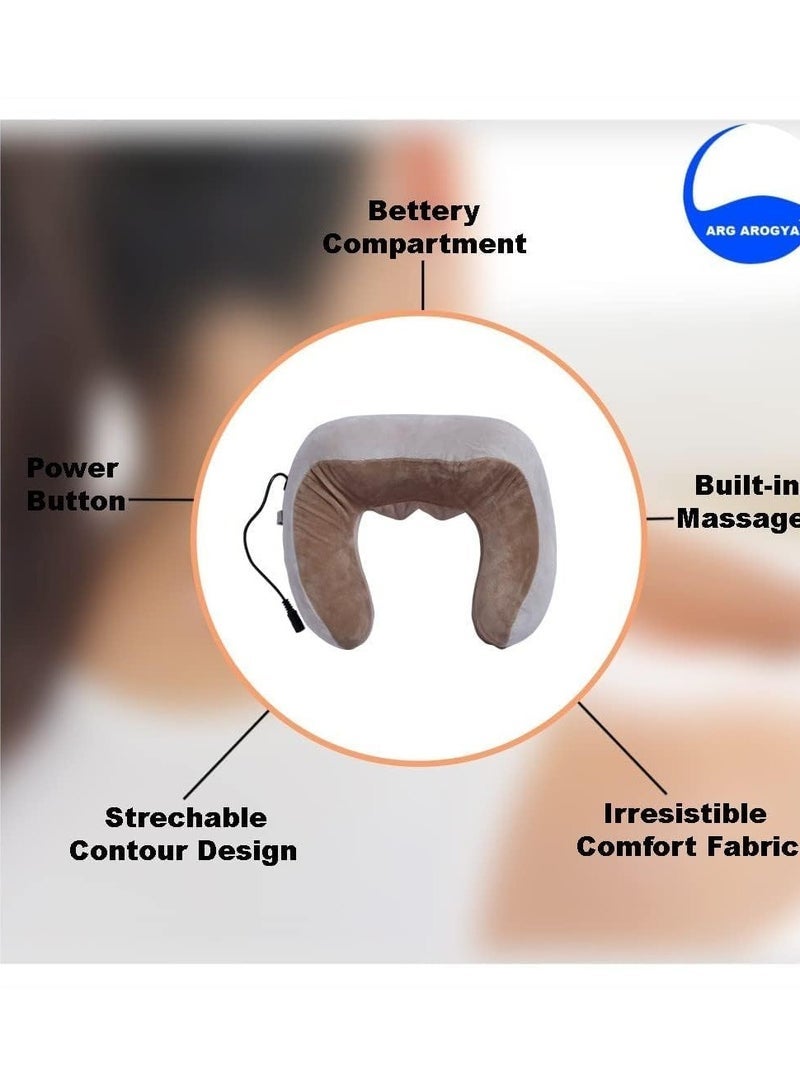 Travelling Pillow For Neck/Neck Massager/Shiatsu &Vibrating Pain Relief U-Shaped Memory Foam Kneading Velvet Massager Relaxer For Airplane,Train,Car,Home&Office With 2 Kneading Modes - Image 4