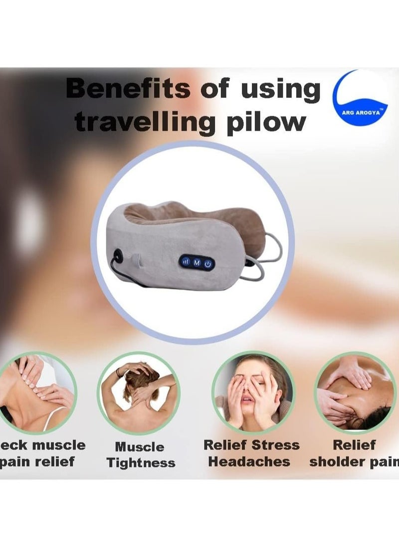 Travelling Pillow For Neck/Neck Massager/Shiatsu &Vibrating Pain Relief U-Shaped Memory Foam Kneading Velvet Massager Relaxer For Airplane,Train,Car,Home&Office With 2 Kneading Modes - Image 5