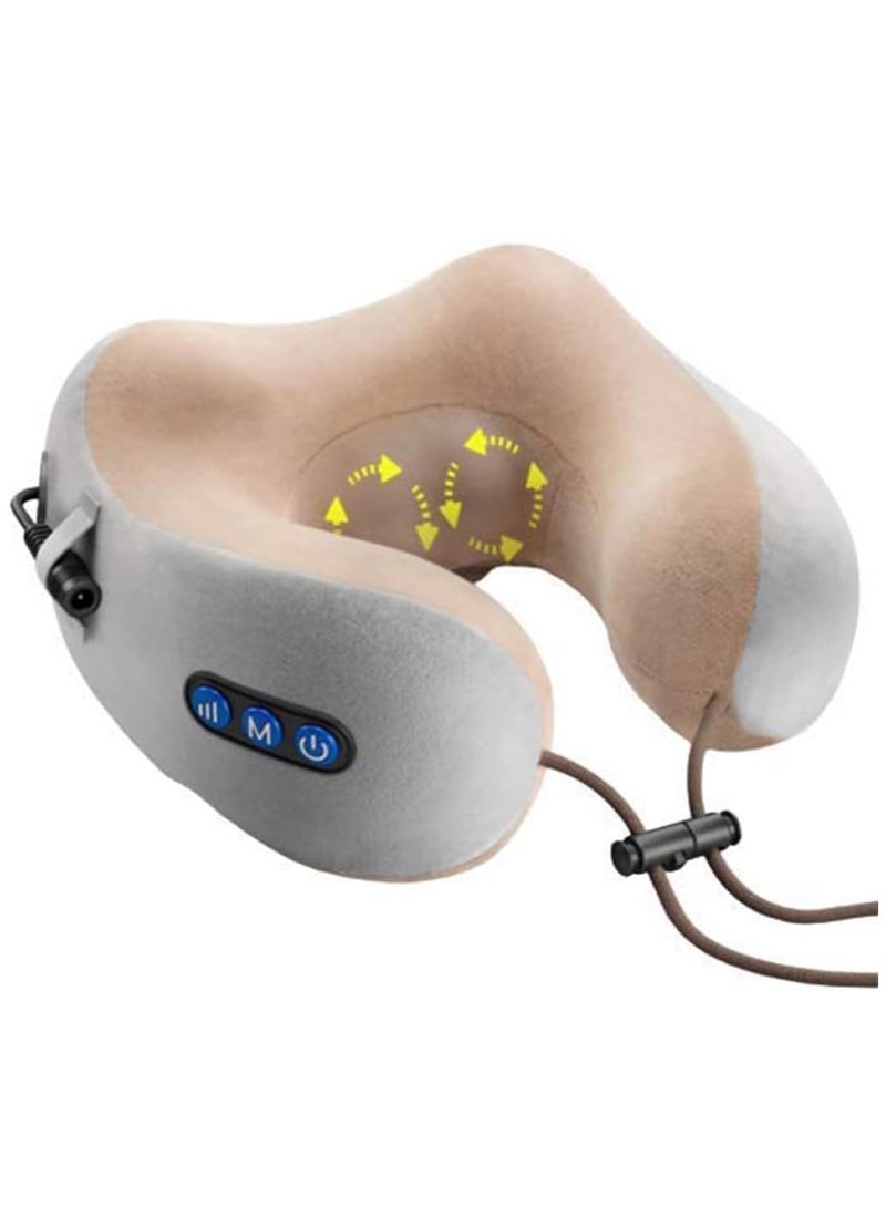 Travelling Pillow For Neck/Neck Massager/Shiatsu &Vibrating Pain Relief U-Shaped Memory Foam Kneading Velvet Massager Relaxer For Airplane,Train,Car,Home&Office With 2 Kneading Modes - Image 1