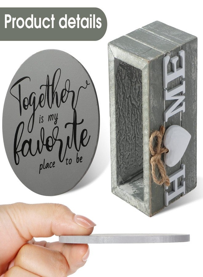 Queekay Housewarming Gifts for Home Decoration Wooden Heart Coasters for Drinks 6 Set Farmhouse Coasters with Holder Funny for Family Coffee Table Protection, 4''(Gray) - Image 3