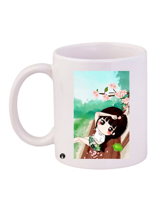 RYN Anime Girl Printed Coffee Mug White/Brown/Green
