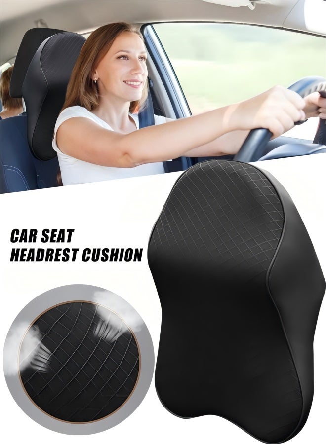 وسادة رقبة لمسند رأس مقعد السيارة، وسادة رقبة من إسفنج الذاكرة النقي مع غطاء قابل للإزالة يسمح بالتهوية، مريحة ومريحة وتخفف آلام الرقبة، باللون الأسود - Image 1