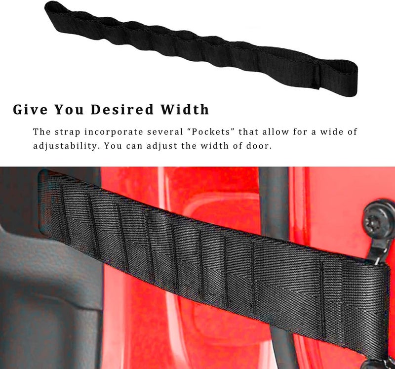 Jamscar Dual Heavy Duty Adjustable Door Limiting Check Straps for Jeep Wrangler (2000-2018) - 2PCS Black - Image 2