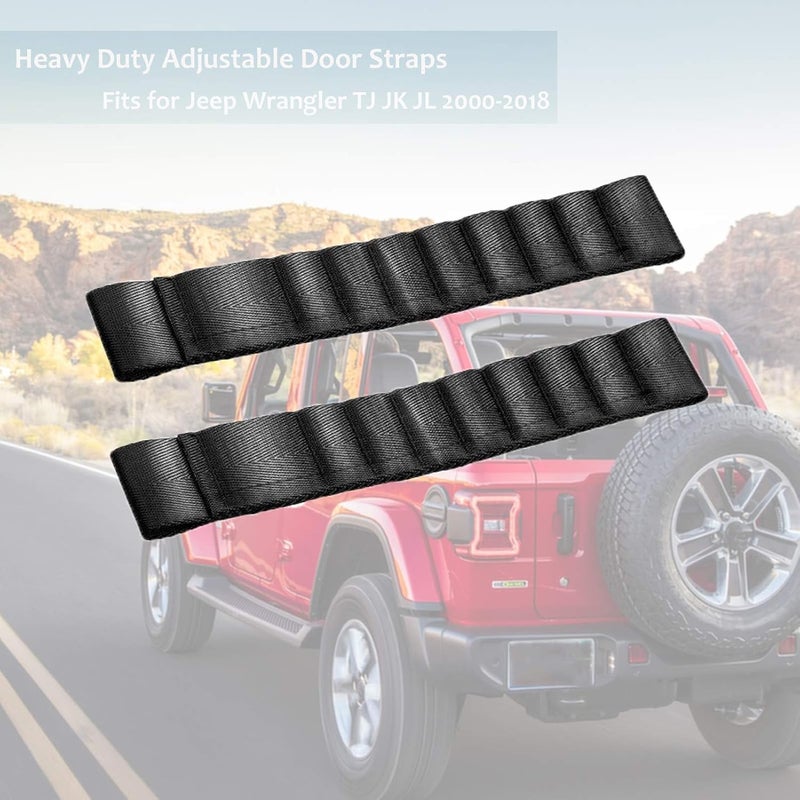 Jamscar Dual Heavy Duty Adjustable Door Limiting Check Straps for Jeep Wrangler (2000-2018) - 2PCS Black - Image 5