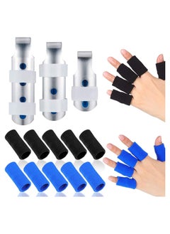 Y&D 3 Pieces Finger Splints, Metal Support Stabilizer in Sizes and 20 Sleeves Protectors Thumb Brace Elastic Compression Protector for Sports  - Image 1