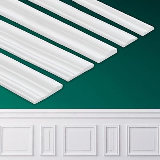 PEEL AND STICK WALL MOLDING, CHAIR RAIL WAINSCOTING PANEL, FINISH TRIM FOR HOME DECORATION (PAINTABLE WHITE, 9.8FT X 0.9IN) - Image 2