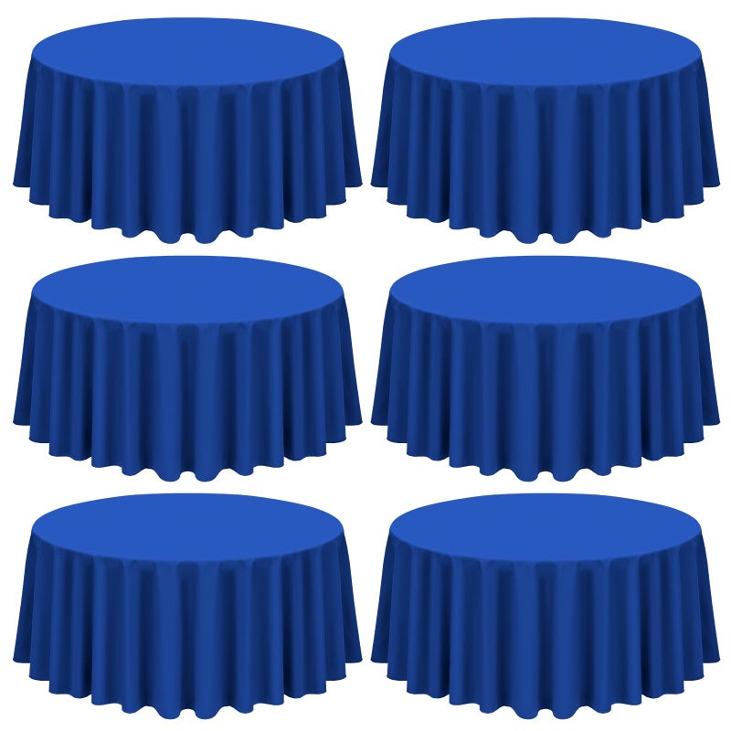 Showgeous 6 Pack Royal Blue Round Tablecloth 90 Inch Round Table Cloth Washable Polyester Tablecloths for Round Tables Decorative Fabric Round Table Cover for Dining Wedding Party Banquet Buffet - Image 1