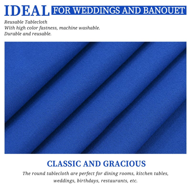 Showgeous 6 Pack Royal Blue Round Tablecloth 90 Inch Round Table Cloth Washable Polyester Tablecloths for Round Tables Decorative Fabric Round Table Cover for Dining Wedding Party Banquet Buffet - Image 5