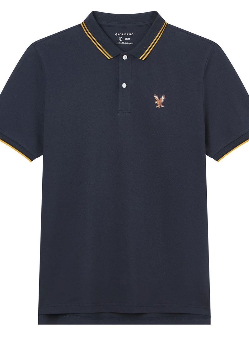GIORDANO قميص بولو رجالي ضيق من ليكرا بيك - Image 1