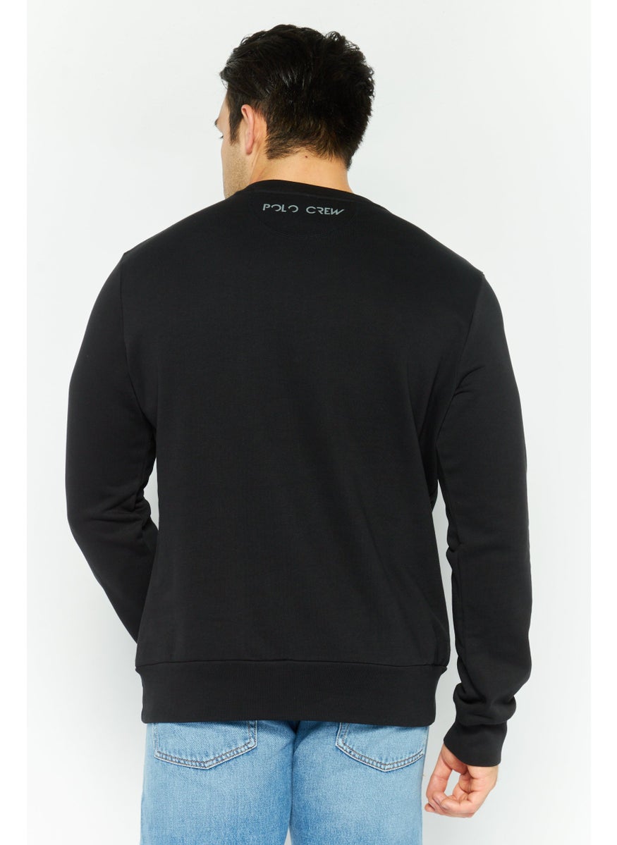 La Martina Men Crew Neck Brand Logo Long Sleeves Sweatshirt, Black  - Image 4