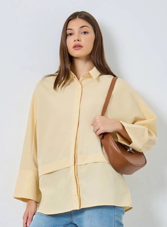 Styli Oversized Buttoned Shirt with Panel Detail