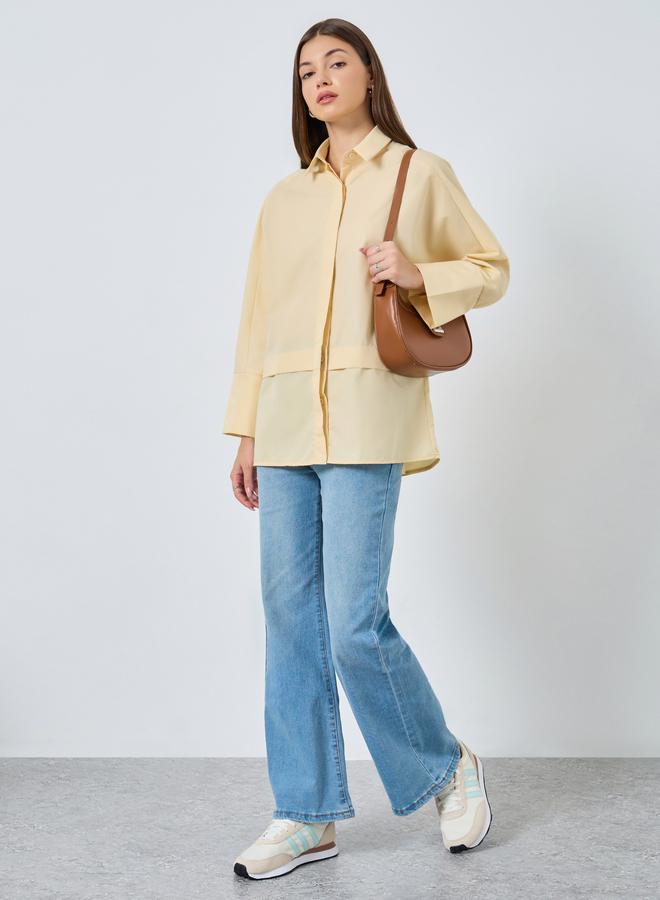 Styli Oversized Buttoned Shirt with Panel Detail - Image 2