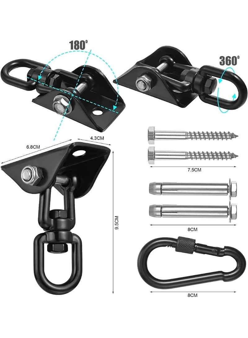 Soofam طقم تعليق الأرجوحة، دوران 360° سعة 1000 رطل، خطاف ثقيل، خطاف تعليق للأخشاب والخرسانة، أرجوحة، مقعد شرفة، كرسي، مجموعات أرجوحة، يوغا وصالة رياضية (أسود) - Image 2