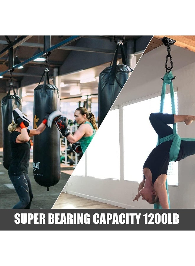 Soofam طقم تعليق الأرجوحة، دوران 360° سعة 1000 رطل، خطاف ثقيل، خطاف تعليق للأخشاب والخرسانة، أرجوحة، مقعد شرفة، كرسي، مجموعات أرجوحة، يوغا وصالة رياضية (أسود) - Image 5