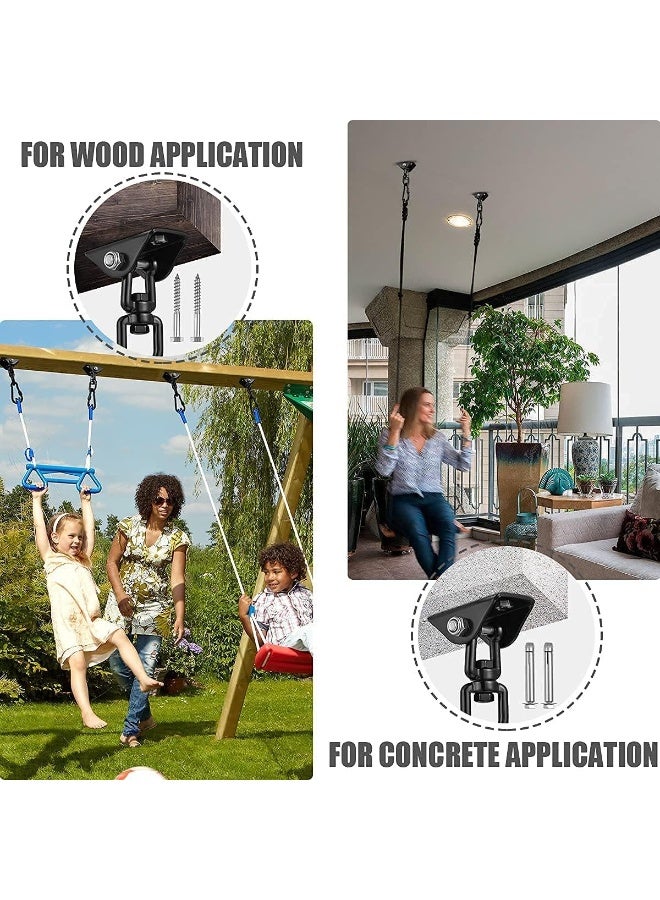 Soofam طقم تعليق الأرجوحة، دوران 360° سعة 1000 رطل، خطاف ثقيل، خطاف تعليق للأخشاب والخرسانة، أرجوحة، مقعد شرفة، كرسي، مجموعات أرجوحة، يوغا وصالة رياضية (أسود) - Image 3