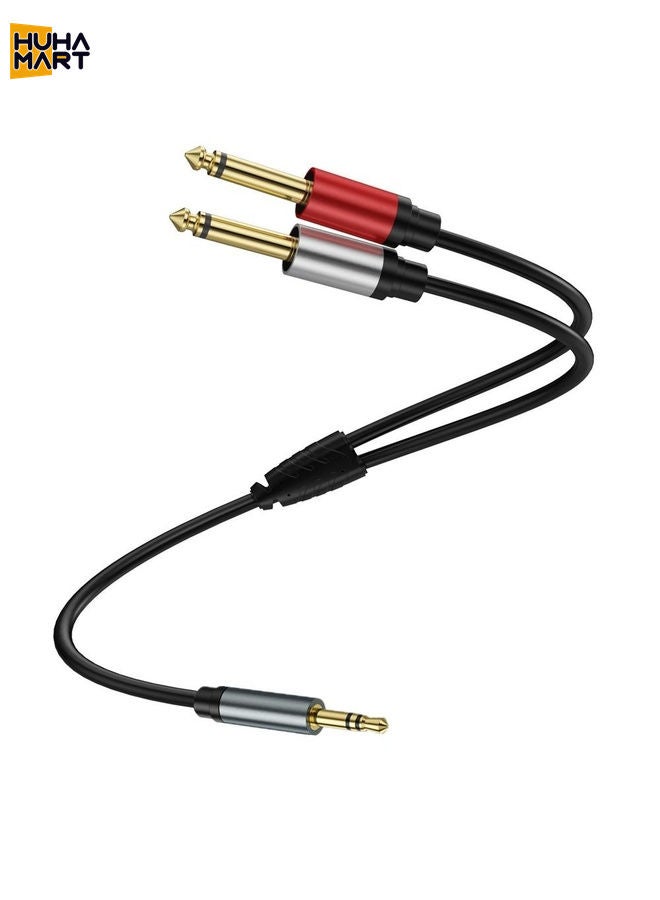 HuHa Mart 0.3m Gold Plated 3.5mm TRS Stereo to Dual 6.35mm TS Mono Y Splitter Adapter Audio Cable(Black) - Image 1