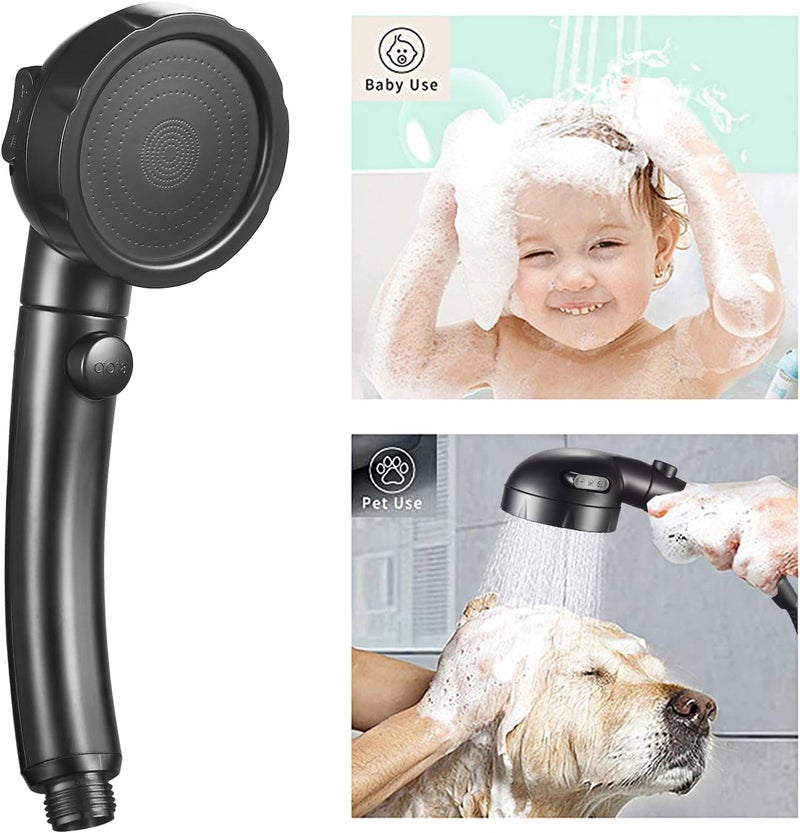 KAIYING Drill-Free High Pressure Handheld Shower Head with ON/OFF Pause Switch 3 Spray Modes Water Saving Showerhead, Detachable Puppy Shower Accessories (N:Shower Head (Black)+Bracket+Hose) - Image 3