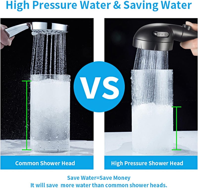 KAIYING Drill-Free High Pressure Handheld Shower Head with ON/OFF Pause Switch 3 Spray Modes Water Saving Showerhead, Detachable Puppy Shower Accessories (N:Shower Head (Black)+Bracket+Hose) - Image 4