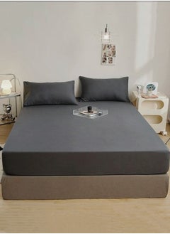 LUNA Home 3 Pieces Fitted Bedsheet Set Plain Black  - Image 1