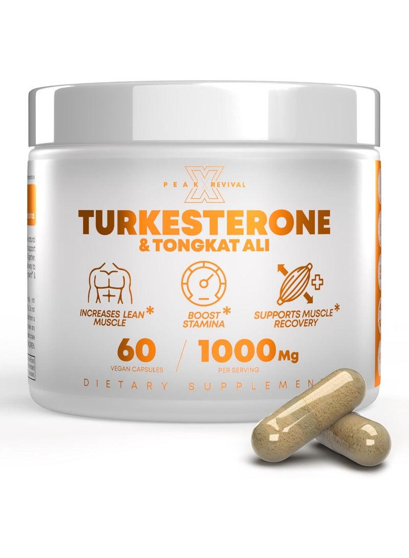 Peak Revival-X Turkesterone & Tongkat Ali 1000mg Supplement - 500mg Ajuga Turkestanica Per Serving Increase Stamina, Lean Muscle Growth & Recovery - Image 1