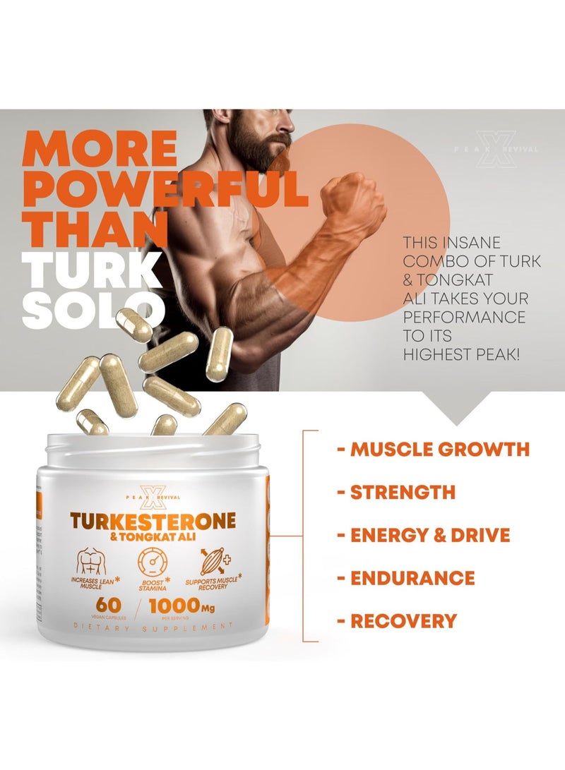 Peak Revival-X Turkesterone & Tongkat Ali 1000mg Supplement - 500mg Ajuga Turkestanica Per Serving Increase Stamina, Lean Muscle Growth & Recovery - Image 3