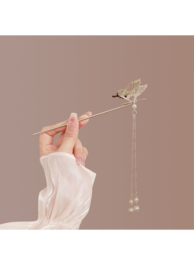 Elegant Chinese-style Hairpin with Flower or Butterfly Design, New Minimalist High-End Hair Accessory for Hanfu Hairstyles