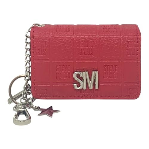 Steve Madden Womens Bklara Card Case with Keyring and Clip Red - Image 1