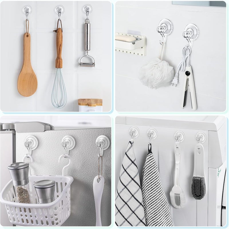 VIS'V Suction Cup Hooks, Small Shower Suction Hooks, Heavy Duty, Removable and Reusable, Clear, 6 Pcs - Image 5
