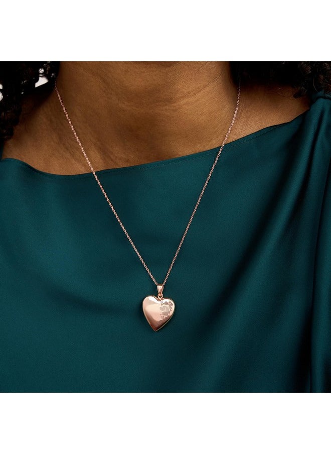 PicturesOnGold.com - Personalized Rose Gold Heart Shaped Butterflies Photo Locket Necklace - 3/4 Inch X 3/4 Inch, Locket + Engraving - Custom Engraved Picture Locket For Women - Image 1