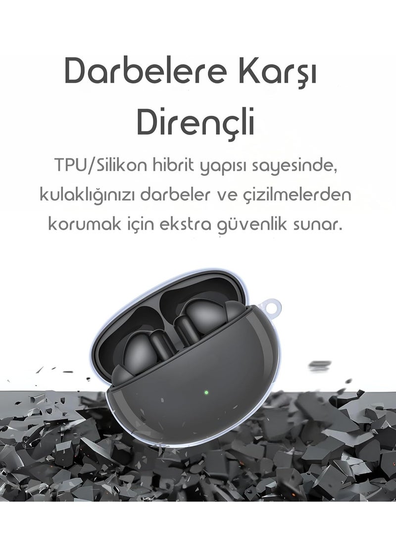 Transparent Earphone Case for Huawei FreeBuds 6i Shockproof Scratch and Yellow Resistant Anti-Fingerprint TPU Silicone Protector with Carrying Strap - Image 3