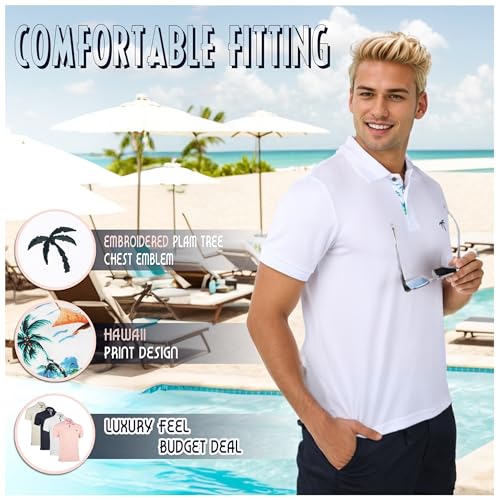 Albert Morris Mens Striped Short Sleeve Polo Shirts 4 Pack - Regular Fit - Multicolor - Aloha Pack - Large - Image 4