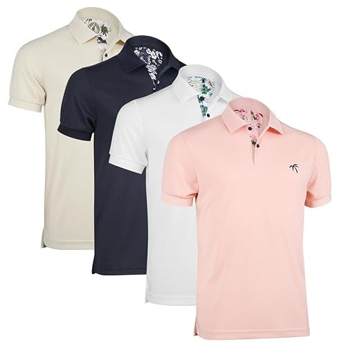 Albert Morris Mens Striped Short Sleeve Polo Shirts 4 Pack - Regular Fit - Multicolor - Aloha Pack - Large - Image 1