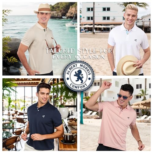 Albert Morris Mens Striped Short Sleeve Polo Shirts 4 Pack - Regular Fit - Multicolor - Aloha Pack - Large - Image 2