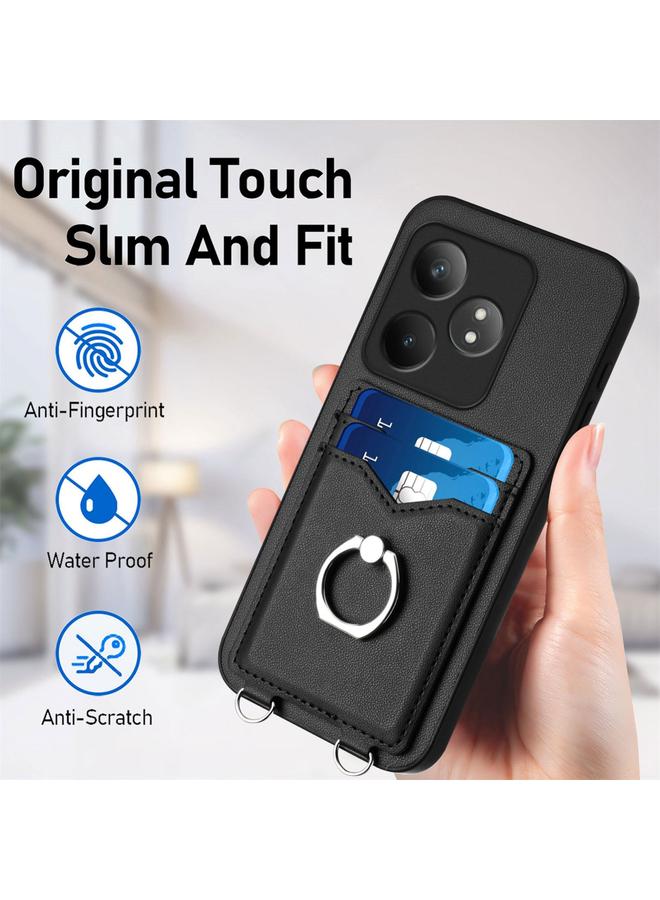 اس-توب جراب لهاتف Realme GT Neo6 SE R20 جراب هاتف مزود بحلقة حبل وحامل للبطاقات - Image 5