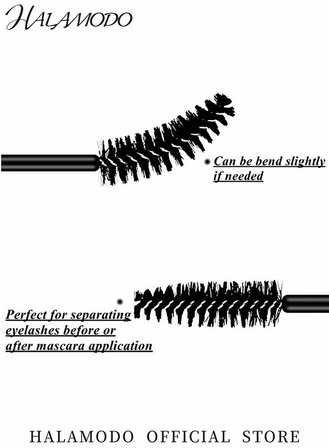 HALAMODO 50PCS Disposable Eyelash Brushes with a Box Adjustable Mascara Wands Makeup Applicator Kits Makeup Supplies Kit Eyelash Spoolies Brushes for Eyelash Extensions and Eyebrows (Black) - Image 3