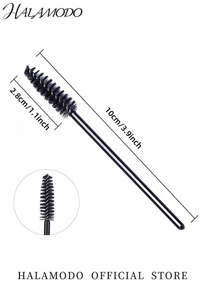 HALAMODO 50PCS Disposable Eyelash Brushes with a Box Adjustable Mascara Wands Makeup Applicator Kits Makeup Supplies Kit Eyelash Spoolies Brushes for Eyelash Extensions and Eyebrows (Black) - Image 2