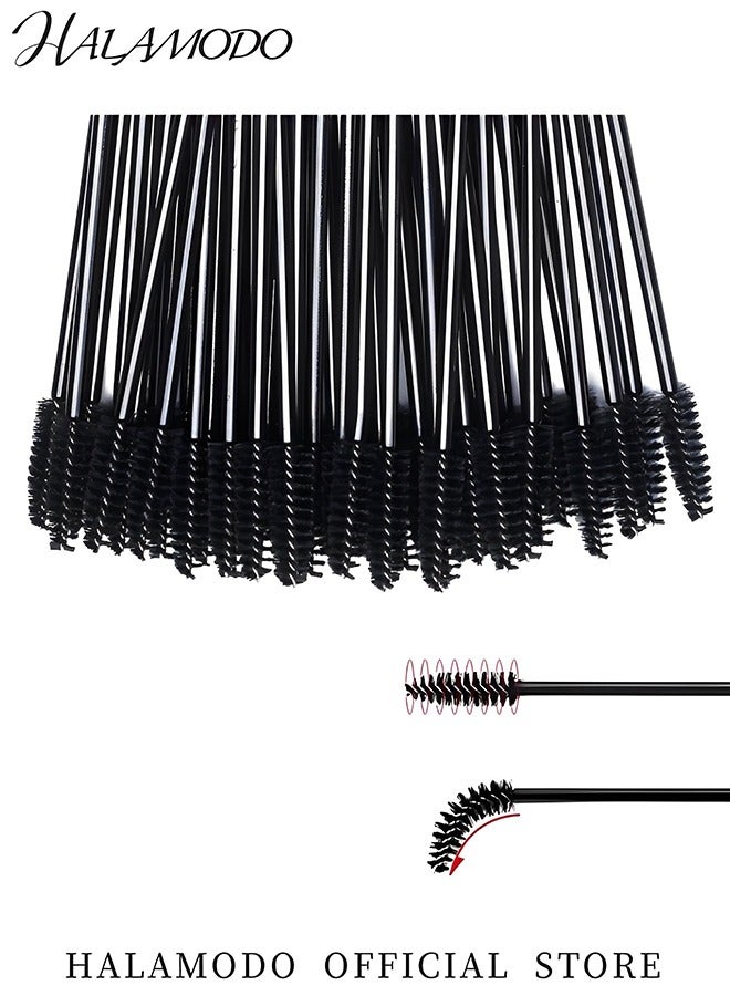 HALAMODO 50PCS Disposable Eyelash Brushes with a Box Adjustable Mascara Wands Makeup Applicator Kits Makeup Supplies Kit Eyelash Spoolies Brushes for Eyelash Extensions and Eyebrows (Black) - Image 4