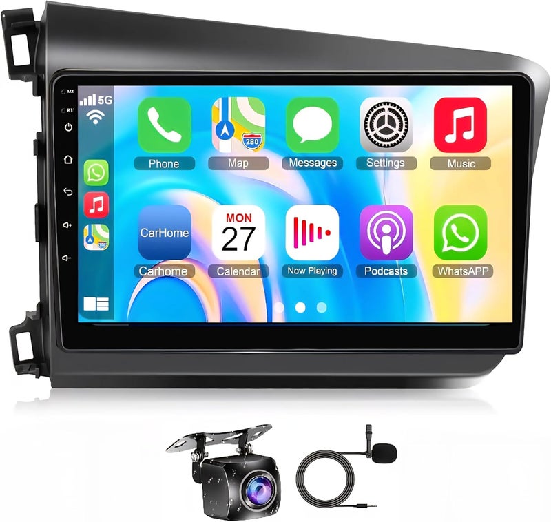 Vierex Honda Civic Car Stereo Android Screen 2012–2015 | Wireless Apple CarPlay & Android Auto | GPS Navigation | WiFi | Bluetooth | Backup Camera Included | 8+128GB 8-Core Fast Processor - Image 1