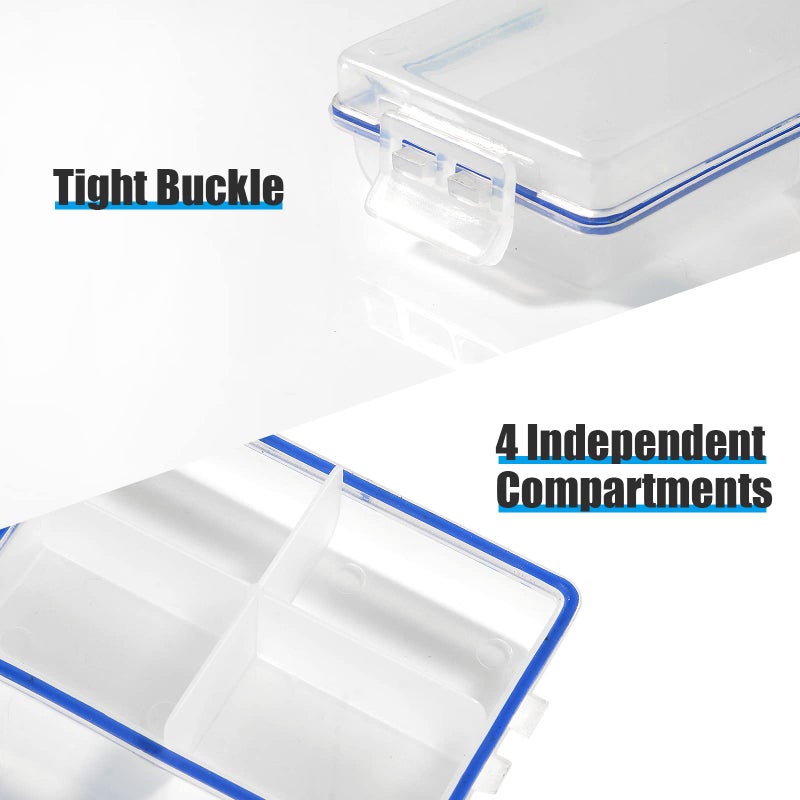 DLUGOPIS 4 Pcs Mini Waterproof Tackle Organizer - Small Fly Fishing Box with Dividers for Hooks, Flies, Beads & Lures - Image 3
