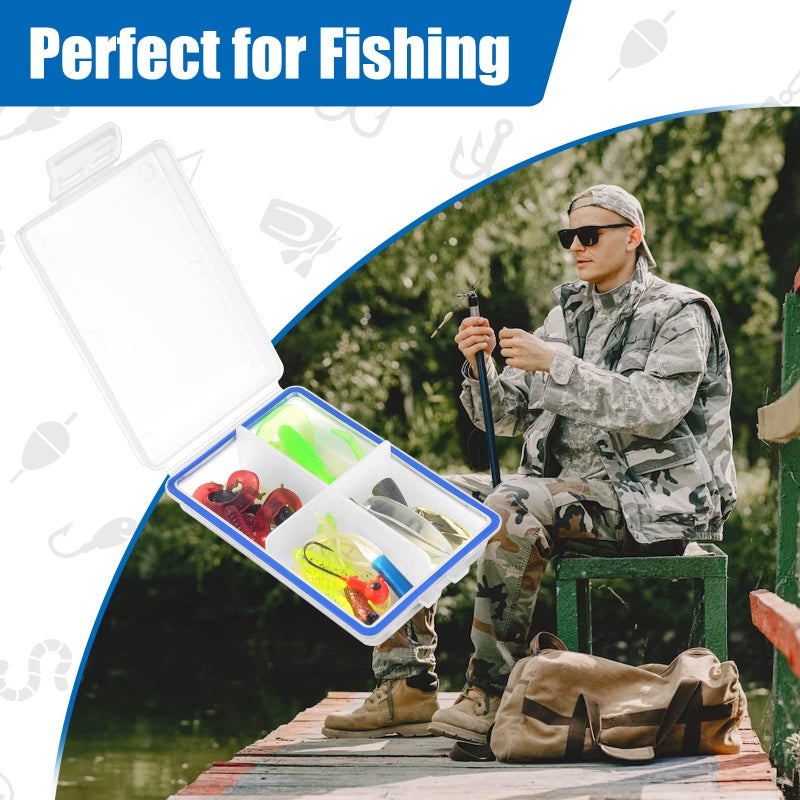 DLUGOPIS 4 Pcs Mini Waterproof Tackle Organizer - Small Fly Fishing Box with Dividers for Hooks, Flies, Beads & Lures - Image 5