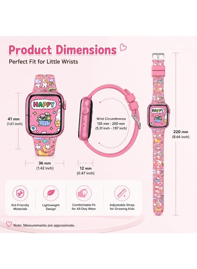 Kids Smart Watch for Girls, Pink Cartoon Design, Water Resistant with Photo Display, Ages 3-10 - Image 4