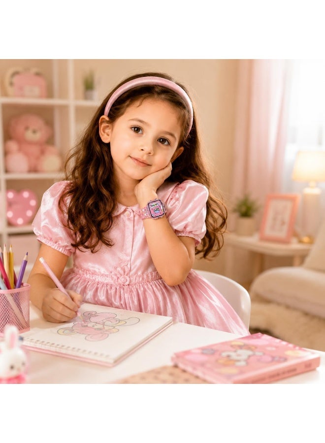 Kids Smart Watch for Girls, Pink Cartoon Design, Water Resistant with Photo Display, Ages 3-10 - Image 2