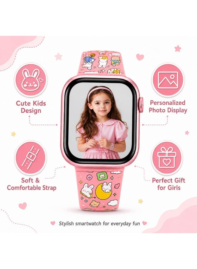 Kids Smart Watch for Girls, Pink Cartoon Design, Water Resistant with Photo Display, Ages 3-10 - Image 3