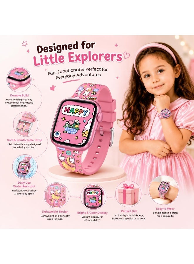 Kids Smart Watch for Girls, Pink Cartoon Design, Water Resistant with Photo Display, Ages 3-10 - Image 5