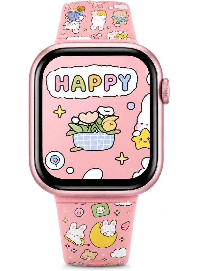 Kids Smart Watch for Girls, Pink Cartoon Design, Water Resistant with Photo Display, Ages 3-10 - Image 1