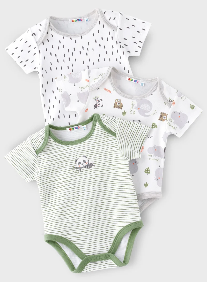 Boo Boo BooBoo Kids Jungle Range 3 Pk Bodysuits