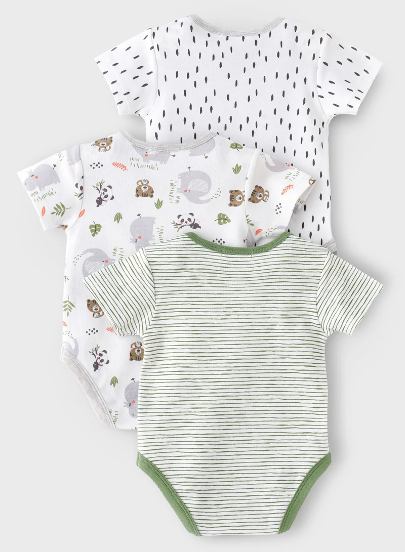 Boo Boo BooBoo Kids Jungle Range 3 Pk Bodysuits