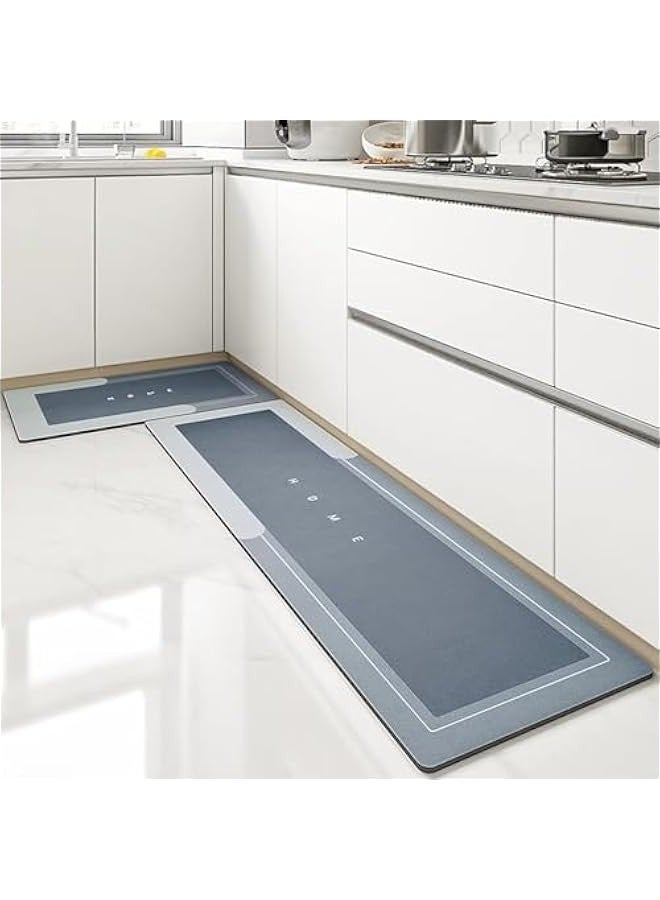 بيوينتي سجادات ارضية المطبخ من كاليد®، مجموعة من قطعتين، سجاد مطبخ ماص للماء وسريع الجفاف، سجاد مطبخ غير قابل للانزلاق (رمادي فاتح، 40 × 60 + 40 × 120 سم) - Image 1